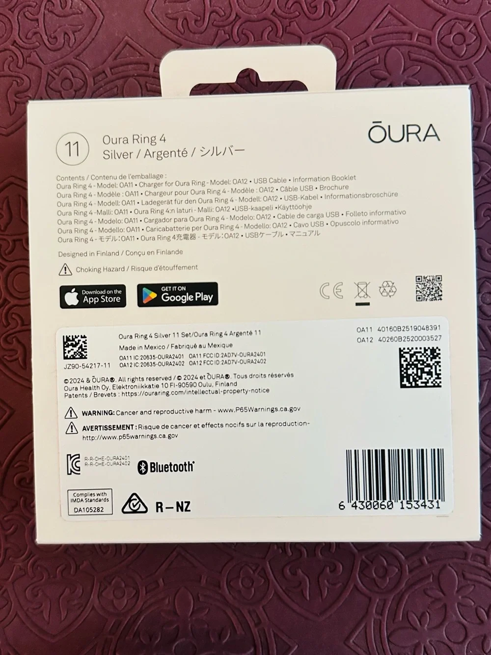 Oura Ring 4 Silver (Size 11)